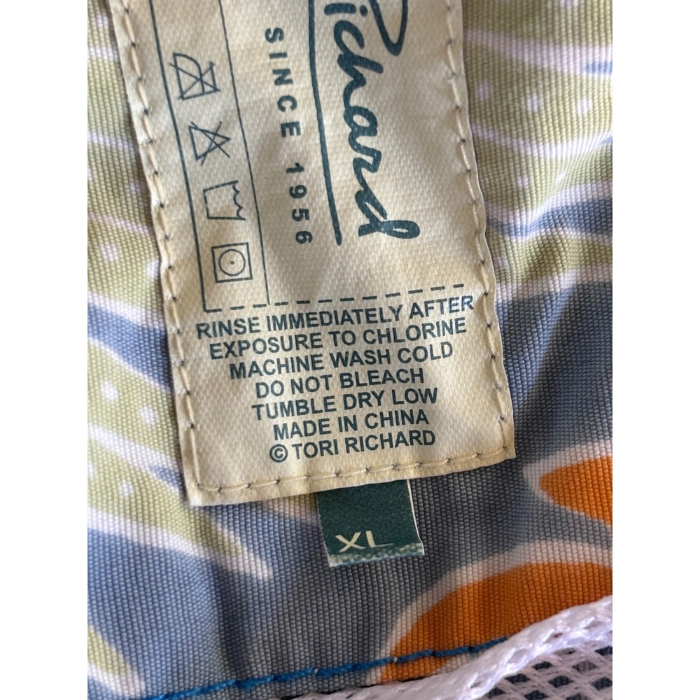 Tori Richard Mens XL Swim Trunks Blue Tropical Fish Mesh Lined Board Shorts 6in - Picture 4 of 12